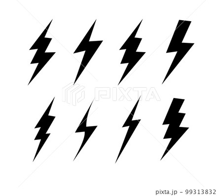 Lightning vector set . Simple icon storm or thunder and lightning strike isolated from the background. vector 99313832