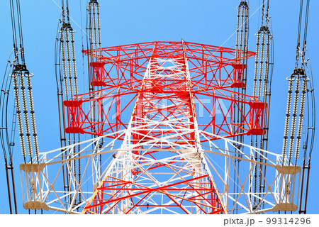 千葉県 手賀沼沿いに架かる架空送電線と鉄塔の風景 千葉県 手賀沼沿いに架かる架空送電線と鉄塔の風景 99314296