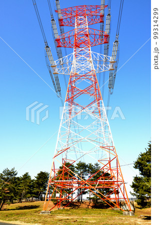 千葉県 手賀沼沿いに架かる架空送電線と鉄塔の風景 千葉県 手賀沼沿いに架かる架空送電線と鉄塔の風景 99314299