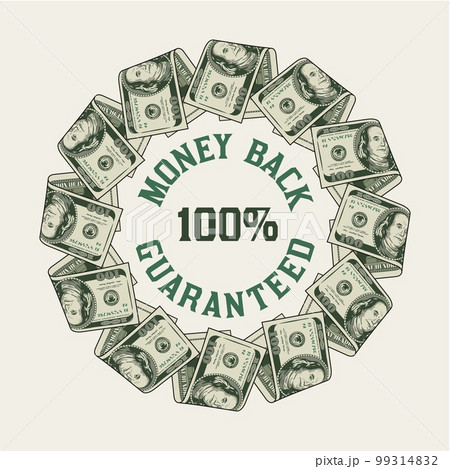 Circular money frame with folded in half US dollars bills, copy space 99314832