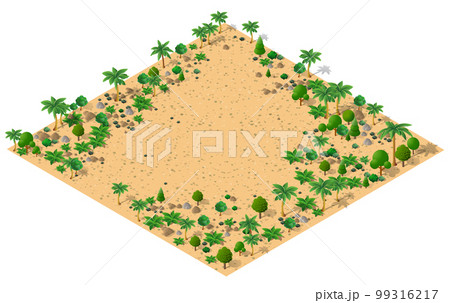 Isometric 3D desert park with palm trees of a city 99316217
