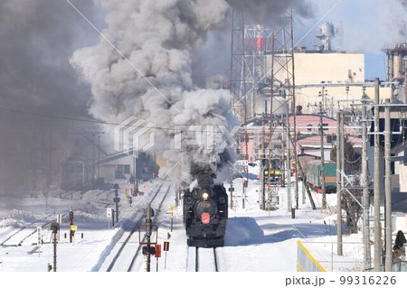 冬晴れの北海道を行く蒸気機関車 冬晴れの北海道を行く蒸気機関車 99316226