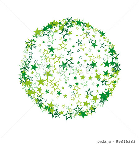 Green stars confetti on white background, circle of stars, design element Green stars confetti on white background, circle of stars, design element 99316233