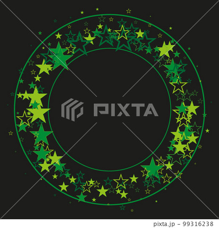 Round frame made of green vector stars on black background, design element Round frame made of green vector stars on black background, design element 99316238