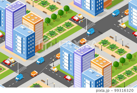 Seamless repeating pattern city isometric architecture business 99316320