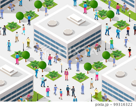 Seamless repeating pattern city isometric architecture business 99316322