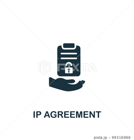 IP agreement icon. Monochrome simple sign from intellectual property collection. IP agreement icon for logo, templates, web design and infographics. 99316966