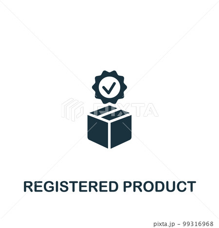 Registered product icon. Monochrome simple sign from intellectual property collection. Registered product icon for logo, templates, web design and infographics. 99316968