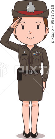 Cartoon character of Thai police woman. 99317518