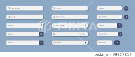 Phone search bar. Internet finding form with button and link. Website UI. Mobile web box. Cursor in online browser. Click on address information. Interface elements set. Vector design tidy template 99317817