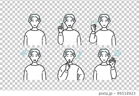 シンプルな男性のポジティブな表情セット イラスト素材 シンプルな男性のポジティブな表情セット イラスト素材 99318923