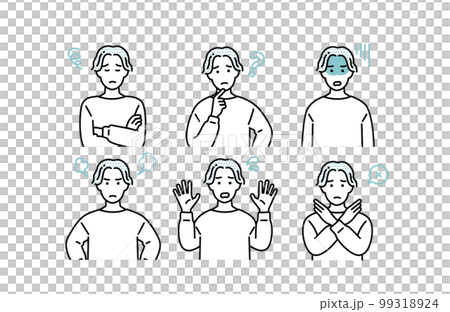 シンプルな男性のネガティブな表情セット イラスト素材 シンプルな男性のネガティブな表情セット イラスト素材 99318924