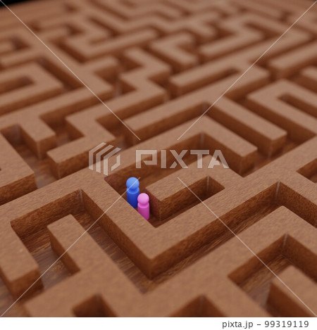 立体迷路に挑む人々(3Dレンダリング) 立体迷路に挑む人々(3Dレンダリング) 99319119