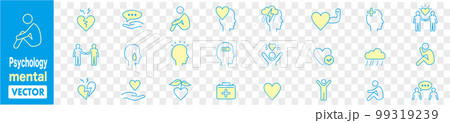 Psychology and mental line icons collection Vector 99319239
