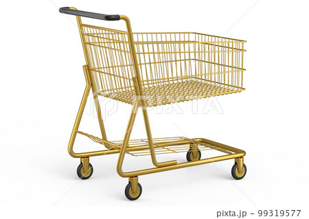 Shopping cart or trolley for groceries on white background. 99319577
