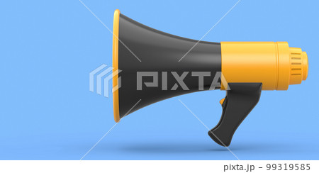 Megaphone for advertisement or hiring isolated on blue background. 99319585