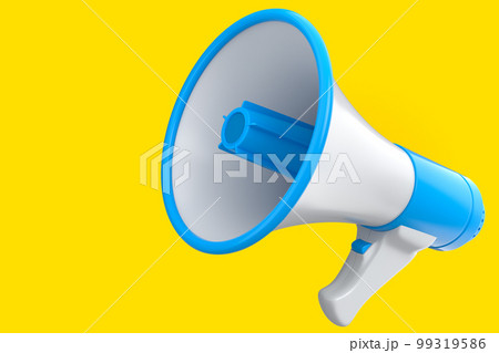 Megaphone for advertisement or hiring isolated on yellow background. 99319586