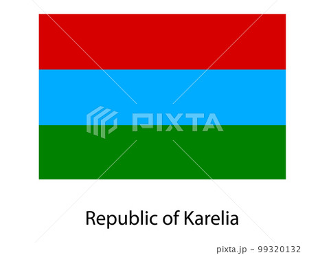 Republic of Karelia flag, isolated on white background. Russia oblast flag illustration. Russian federation. 99320132
