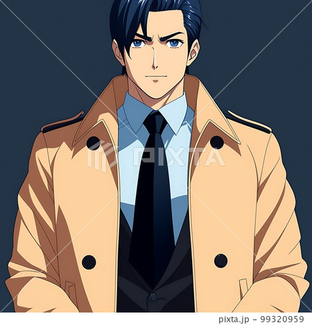 a man wearing a jacket and tie. A portrait of a beautiful man in office. Anime style a man wearing a jacket and tie. A portrait of a beautiful man in office. Anime style 99320959