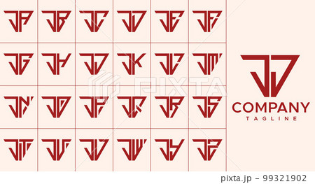 Set of modern line triangle letter J logo design. 99321902
