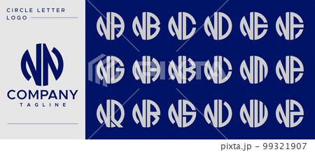Collection of simple circle letter N logo design 99321907