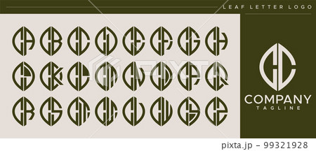 Modern line leaf letter C CC logo design. Modern line leaf letter C CC logo design. 99321928