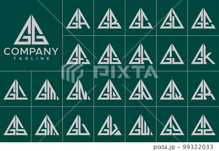 Modern triangle letter GG G logo design template 99322033