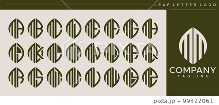 Modern line leaf letter MM M logo design. 99322061