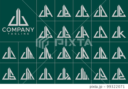 Modern triangle letter UU U logo design template 99322071