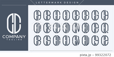 Modern line capsule CC C letter logo vector. 99322072