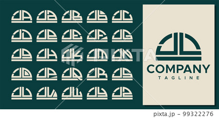 Abstract half circle letter JL J logo design set 99322276