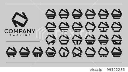 Modern line hexagon letter NN N logo design. 99322286