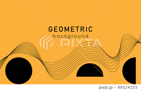 Geometric Abstract Backgrounds Design. Composition of simple geometric shapes and waves on yellow background. Geometric Abstract Backgrounds Design. Composition of simple geometric shapes and waves on yellow background. 99324255