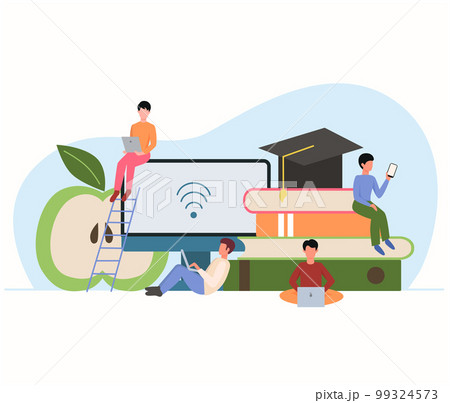 E-learning, online education at home. のイラスト素材 [99324573] - PIXTA