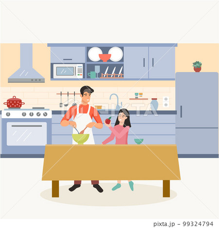 Family cooking. Concept of parenting Family cooking. Concept of parenting 99324794