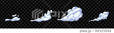 Exhausts trail. Smoke after exhausts. Dust and gas clouds set. Abstract smoky silhouette. Vector illustration isolated 99325048