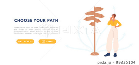 Career path crossroad. Decision business problems concept. Choice true ways. Flat vector illustration Career path crossroad. Decision business problems concept. Choice true ways. Flat vector illustration 99325104