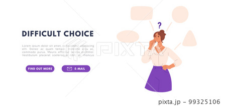 Woman choose and doubt. Choose complex ways concept. Solution making path. Flat vector illustration 99325106