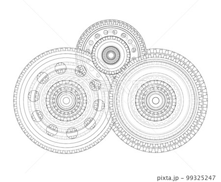 Gearbox sketch. 3d illustration 99325247