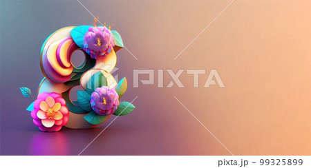 Illustration of number 8 and floral decoration for background and banner for 8th march women's day with copy space Illustration of number 8 and floral decoration for background and banner for 8th march women's day with copy space 99325899