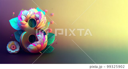 Illustration of number 8 and floral decoration for background and banner for 8th march women's day with copy space Illustration of number 8 and floral decoration for background and banner for 8th march women's day with copy space 99325902