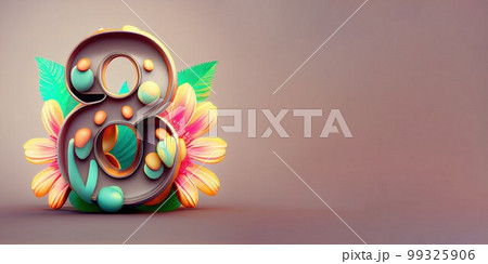 Illustration of number 8 and floral decoration for background and banner for 8th march women's day with copy space Illustration of number 8 and floral decoration for background and banner for 8th march women's day with copy space 99325906