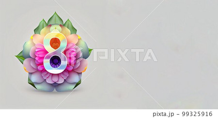 Illustration of number 8 and floral decoration for background and banner for 8th march women's day with copy space 99325916