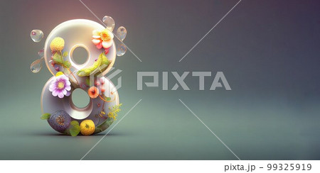 Illustration of number 8 and floral decoration for background and banner for 8th march women's day with copy space Illustration of number 8 and floral decoration for background and banner for 8th march women's day with copy space 99325919
