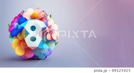 Illustration of number 8 and floral decoration for background and banner for 8th march women's day with copy space Illustration of number 8 and floral decoration for background and banner for 8th march women's day with copy space 99325925