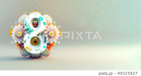Illustration of number 8 and floral decoration for background and banner for 8th march women's day with copy space Illustration of number 8 and floral decoration for background and banner for 8th march women's day with copy space 99325927