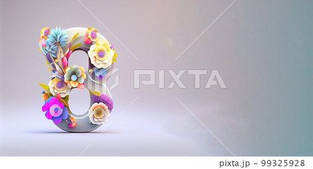 Illustration of number 8 and floral decoration for background and banner for 8th march women's day with copy space Illustration of number 8 and floral decoration for background and banner for 8th march women's day with copy space 99325928