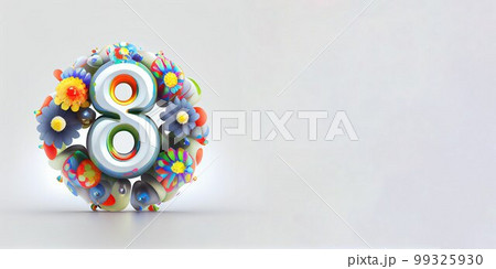 Illustration of number 8 and floral decoration for background and banner for 8th march women's day with copy space Illustration of number 8 and floral decoration for background and banner for 8th march women's day with copy space 99325930