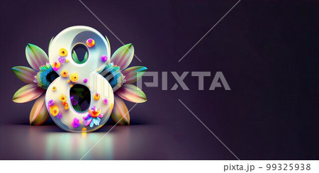 Illustration of number 8 and floral decoration for background and banner for 8th march women's day with copy space Illustration of number 8 and floral decoration for background and banner for 8th march women's day with copy space 99325938