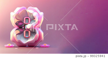 Illustration of number 8 and floral decoration for background and banner for 8th march women's day with copy space 99325941